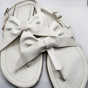 White Bow Sandals, Women's Size 7, Stylish and Chic